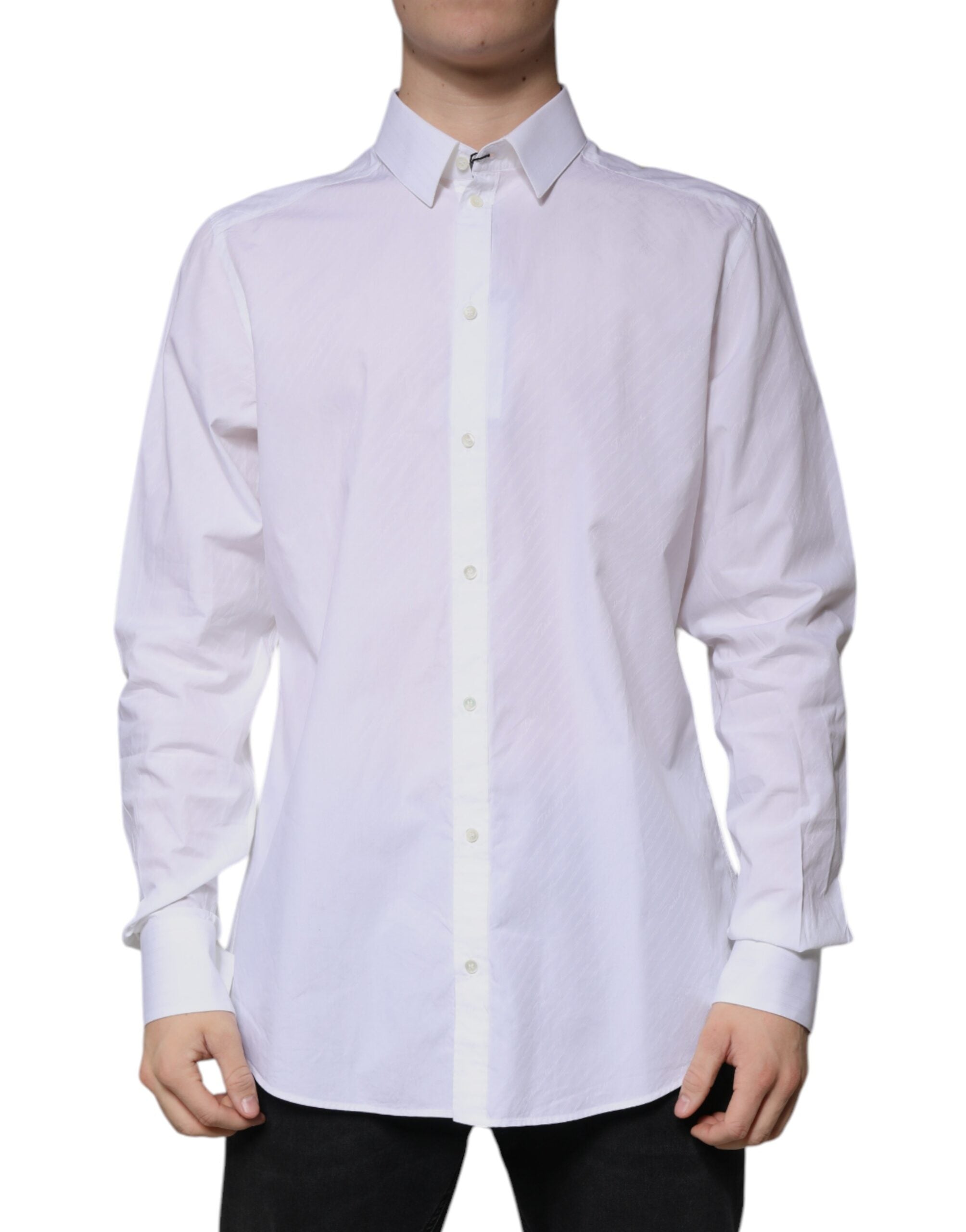 Dolce & Gabbana White cotton shirt with long sleeves MARTINI